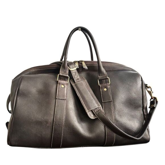 Links & Kings Leather Club Duffel Bag Brown Cafe - Picture 1 of 16